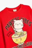 Koton Kız Çocuk Sweatshirt Bisiklet Yaka Kedi Baskılı - 3