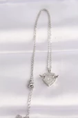 316L Çelik Zincir Gümüş Renk Zirkon Taşlı Kanatlı Kalp Kolye thumbnail 2