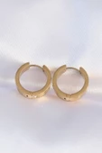 316L Çelik Gold Renk Zirkon Taşlı Model Halka Küpe thumbnail 2