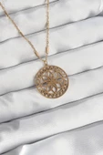 316L Çelik Zincir Gold Renk Lotus Model Kolye thumbnail 1