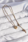 316L Çelik Gold Renk Kalp Model Love Kolye thumbnail 2