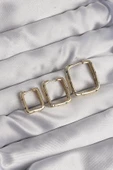 Pirinç Gold Renk Renkli Zirkon Taşlı Kare Model Küpe Seti thumbnail 1