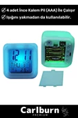 Özel Üretim Dekoratif Termometre Takvimli 7 Renk Değiştiren Dijital Küp Alarmlı Küp Masa Çalar Saat - 3