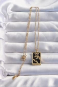 316L Çelik Zincir Gold Renk Sonsuzluk Detay Zirkon Taşlı Tarot Kolye thumbnail 2