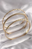 316L Çelik Gold Renk İşlemeli Ajda Model Kadın Bileklik Seti thumbnail 1