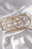 316L Çelik Gold Renk İşlemeli Ajda Model Kadın Bileklik Seti thumbnail 2