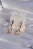 XUPİNG Rose Renk Zirkon Taşlı Damla Model Sallantılı Küpe thumbnail 1