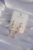 XUPİNG Rose Renk Zirkon Taşlı Kertenkele Model Halka Küpe thumbnail 1