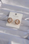 XUPİNG Rose Renk Oval Zirkon Taşlı Burgu Model Küpe thumbnail 1