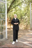 Fermuarlı Cepli Çıtçıt Detayı İkili Tesettür Eşofman Takımı - (38-46) - 71207 - Siyah thumbnail 7