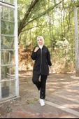 Fermuarlı Cepli Çıtçıt Detayı İkili Tesettür Eşofman Takımı - (38-46) - 71207 - Siyah thumbnail 6