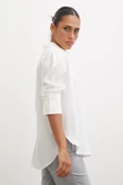 Geniş Manşetli Keten Gömlek Ekru thumbnail 6