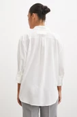 Geniş Manşetli Keten Gömlek Ekru thumbnail 3