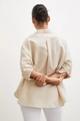 Yırtmaçlı Fakir Kol Gömlek Bej thumbnail 6