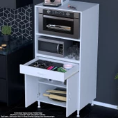 MODİLAYN BİRCE LİNA XL-70 x 162,4 x 48 cm MİNİ MİDİ MİKRODALGA FIRIN DOLABI   1 ÇEKMECE  2 KAPAK 4 GÖZ RAFLI - 1