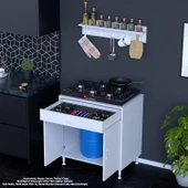 Modilayn BİRCE XXXL-80 x 87 x 48 cm Tüp Bölmeli Set Ocak Altı Dolap ve Baharat Rafı - 1