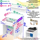 Modilayn BİRCE XXXL-80 x 87 x 48 cm Tüp Bölmeli Set Ocak Altı Dolap ve Baharat Rafı - 5