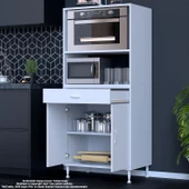 MODİLAYN BİRCE LİNA MİNİ MİDİ MİKRODALGA FIRIN DOLABI XXL-75 x 162,4 x 48 cm 1 ÇEKMECE 2 KAPAK 4 GÖZ RAFLI - 4