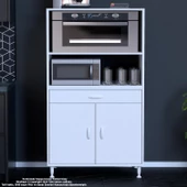 MODİLAYN BİRCE LİNA MİNİ MİDİ MİKRODALGA FIRIN DOLABI XXL-75 x 162,4 x 48 cm 1 ÇEKMECE 2 KAPAK 4 GÖZ RAFLI - 3