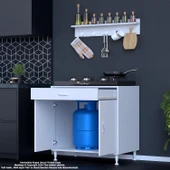 Modilayn BİRCE XXXL-80 x 87 x 48 cm Tüp Bölmeli Set Ocak Altı Dolap ve Baharat Rafı - 4