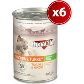 BonaCibo Jöleli Tavuk ve Hindili Yaş Kedi Maması 400 gr X6 Adet - 1