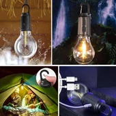 BUFFER® Şarj Olabilen 3 Farklı Mod LED'li Kendiliğinden Asma Kancalı Kamp,Dış Cephe Lambası - 2