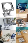BUFFER® 360 Derece Dönebilen Yükseltilmiş Masaüstü Ayarlanabilir  Metal Tablet Standı - 6