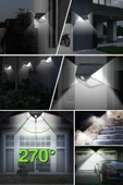 BUFFER® 100 Ledli 3 Farklı Aydınlatma Ayarlı Solar Güneş Enerjili Hareket Sensörlü Bahçe Duvar Lambası - 10