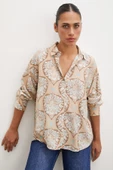 Çini Desenli Modal Gömlek Kahve thumbnail 5