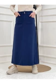 Nakışlı Kontrast Ipli Gabardin Etek - 1