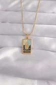 316L Çelik Gold Renk Karışık Mineli El Figür Tarot Kolye thumbnail 1