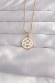 316L Çelik Gold Renk Beyaz Mineli Karışık Figürlü Tarot Kolye - 1