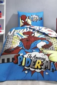 Özdilek Örümce Adam Newyork Tek Kişilik Disney Lisanslı Lastikli Fitted Çarşaf Kapitone Çocuk Nevresim Mavi - 2