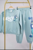YENİ SEZON OKULA DÖNÜŞ BLUEY DESENLİ BİSİKLET YAKA PAMUK EŞOFMAN TAKIMI - 2