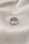 Gümüş Renk Metal Zincir Model Taşlı Kadın Yüzük thumbnail 2