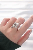 Yıldız Model Silver Renk Ayarlanabilir Yüzük thumbnail 1