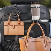 Polham 3in1 Çok Fonksiyonlu Araç Arkası İçin Askılı Telefon,Bardak,Çanta Tutucu,10KG Taşıma Kapasiteli - 5