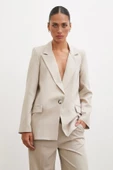 Tek Düğmeli Blazer Ceket Bej thumbnail 3
