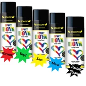 Sprey Boya 200 Ml Gökkuşağı (Sarı, Mavi, Yeşil, Kırmızı ve Parlak Siyah)  5 Renk - 1