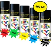 Sprey Boya 400 Ml Gökkuşağı (Sarı, Mavi, Yeşil, Kırmızı ve Parlak Siyah) 5 Renk - 1