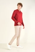 Erkek Düğmeli Polo Yaka Kazak Bordo - 5