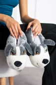 Albishoes Sevimli Köpek Hayvan Figürlü Peluş Yumuşak Taban Ev Botu Kışlık Hayvanlı Ev Panduf (30-40) - 2