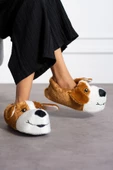 Albishoes Sevimli Köpek Hayvan Figürlü Peluş Yumuşak Taban Ev Botu Kışlık Hayvanlı Ev Panduf (30-40) - 4