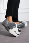 Albishoes Sevimli Köpek Hayvan Figürlü Peluş Yumuşak Taban Ev Botu Kışlık Hayvanlı Ev Panduf (30-40) - 1