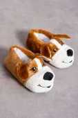 Albishoes Sevimli Köpek Hayvan Figürlü Peluş Yumuşak Taban Ev Botu Kışlık Hayvanlı Ev Panduf (30-40) - 3