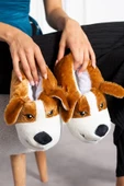 Albishoes Sevimli Köpek Hayvan Figürlü Peluş Yumuşak Taban Ev Botu Kışlık Hayvanlı Ev Panduf (30-40) - 2