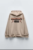 ERKEK ÇOCUK MINECRAFT MODELLİ KOL MANŞETLİ PAMUK KAPŞONLU SWEAT - 7