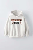 ERKEK ÇOCUK MINECRAFT MODELLİ KOL MANŞETLİ PAMUK KAPŞONLU SWEAT - 1