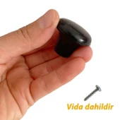 15 Adet Sert Plastik Mantar Düğme Kulp Siyah Dolap Mobilya Mutfak Dolabı Çekmece Kapak Kulpu Kulbu - 2