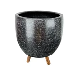 Bitki Tasarımı Siyah Granit Toprak Saksı Saksılık Salon Çiçeklik 3 Ayaklı - 19 CM - 6